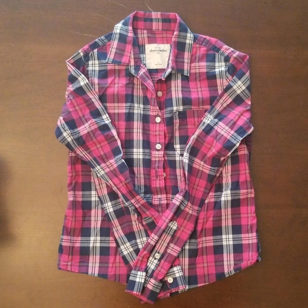 Girls Abercrombie plaid button up
